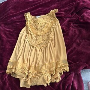 Elegant Lace Trim Mustard Yellow Top